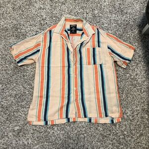 Striped Men's Shirt in Orange and Blue